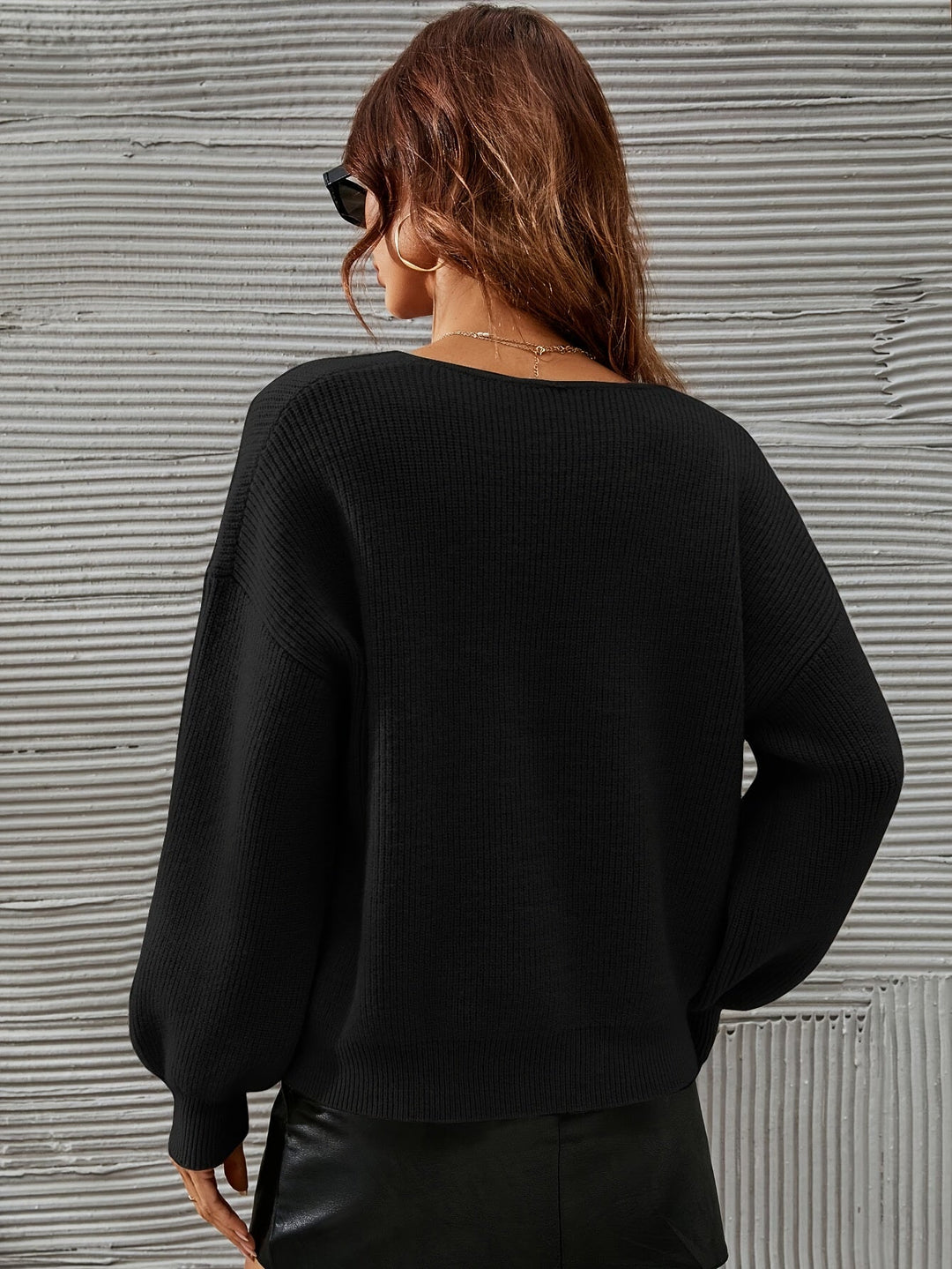 June | Pull cachemire col V côtelé