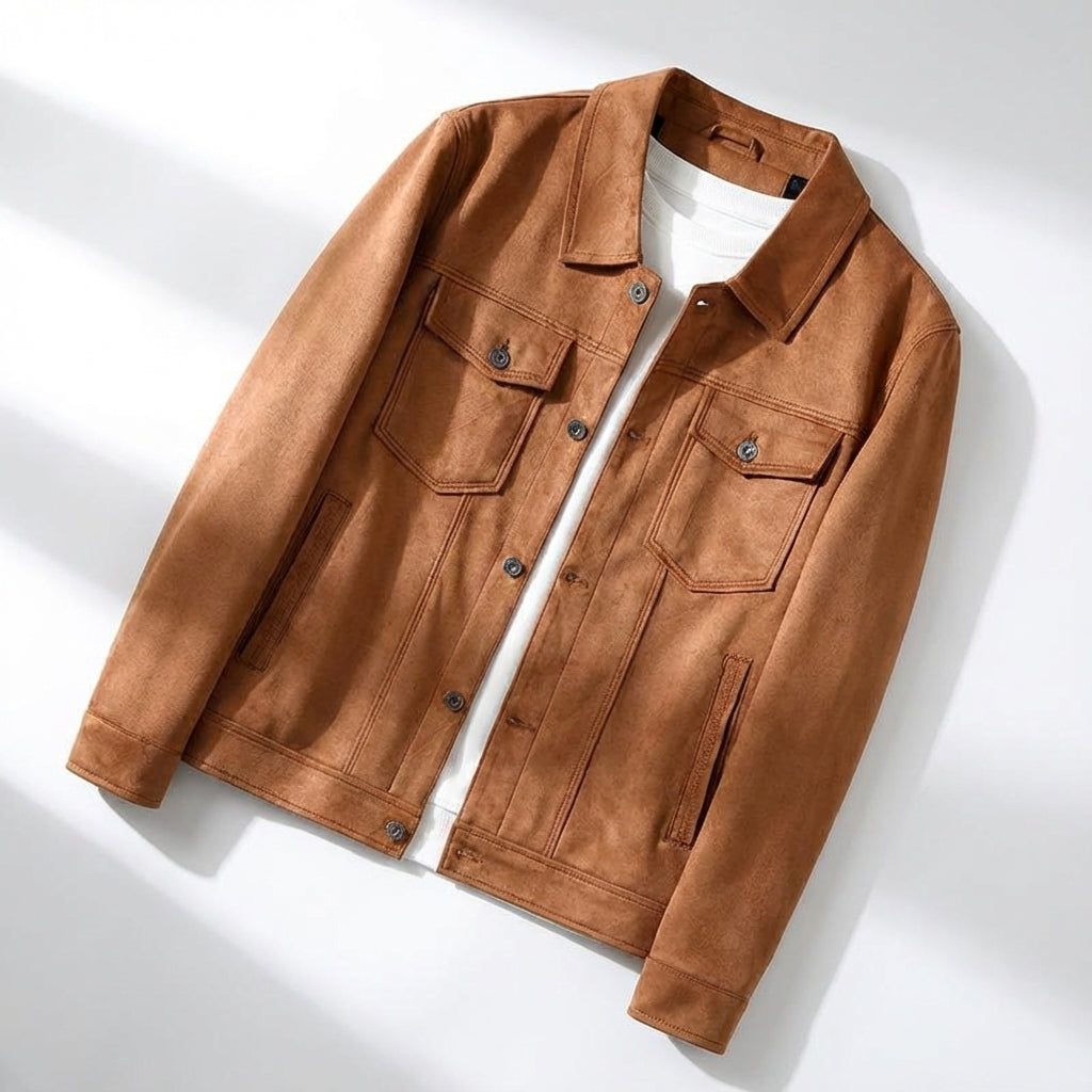 RAYMOND | Veste trucker en daim — double poche poitrine