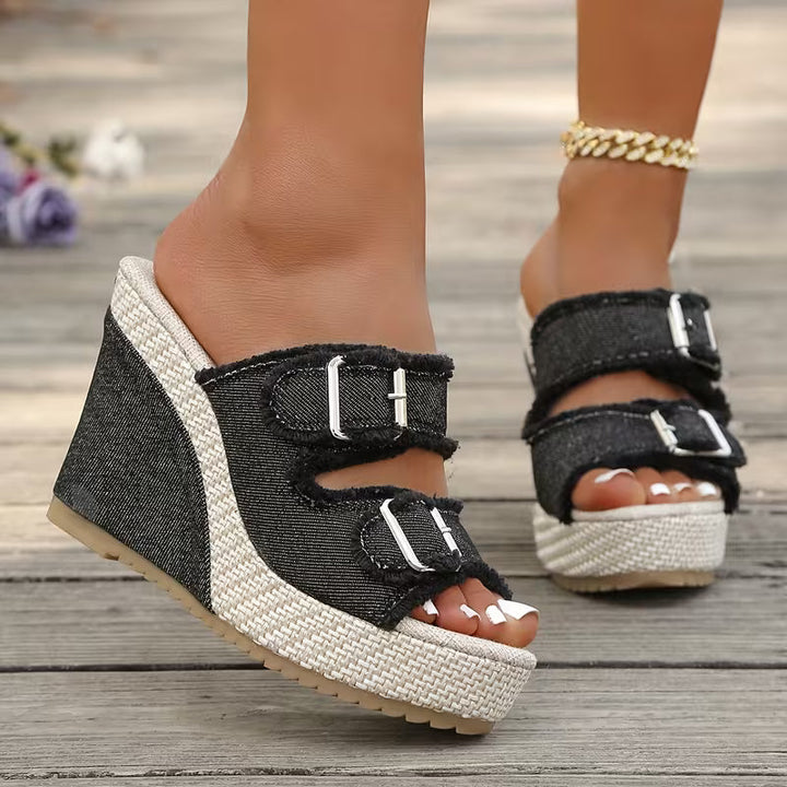 ÉDITH | Sandales Compensées en Cuir