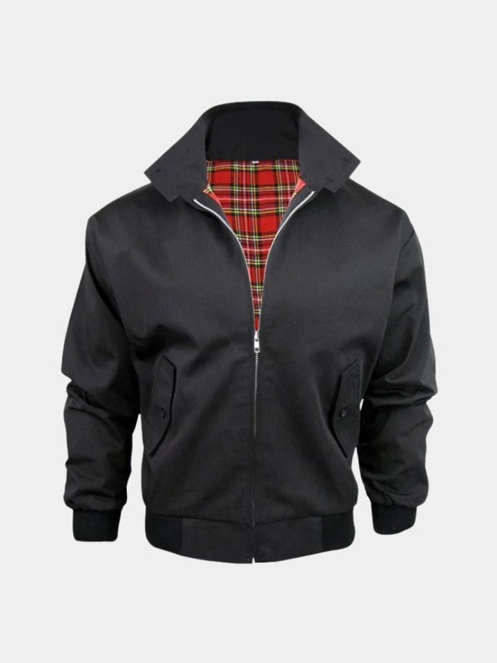 ÉDOUARD | Veste Harrington en coton technique — doublure tartan
