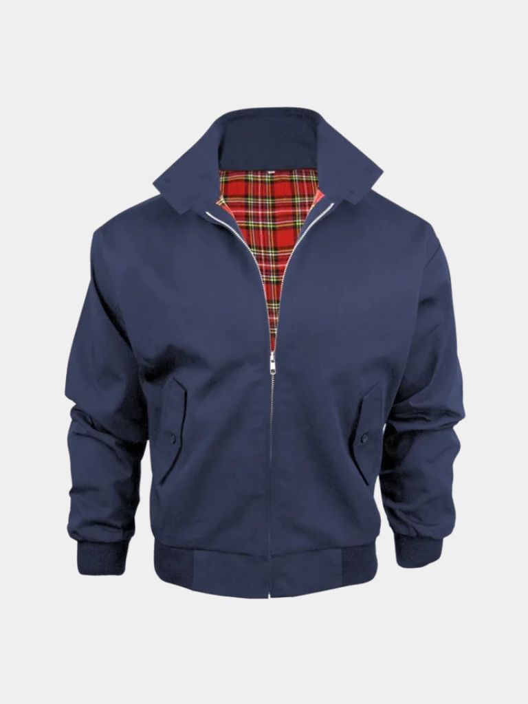 ÉDOUARD | Veste Harrington en coton technique — doublure tartan