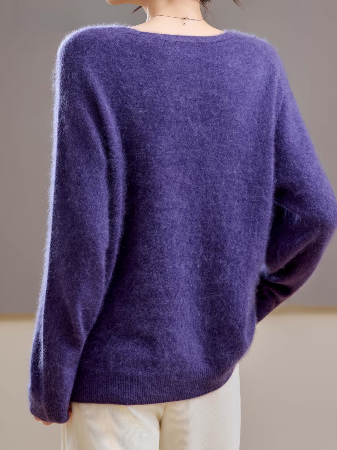 Élise | Pull cachemire brossé col V