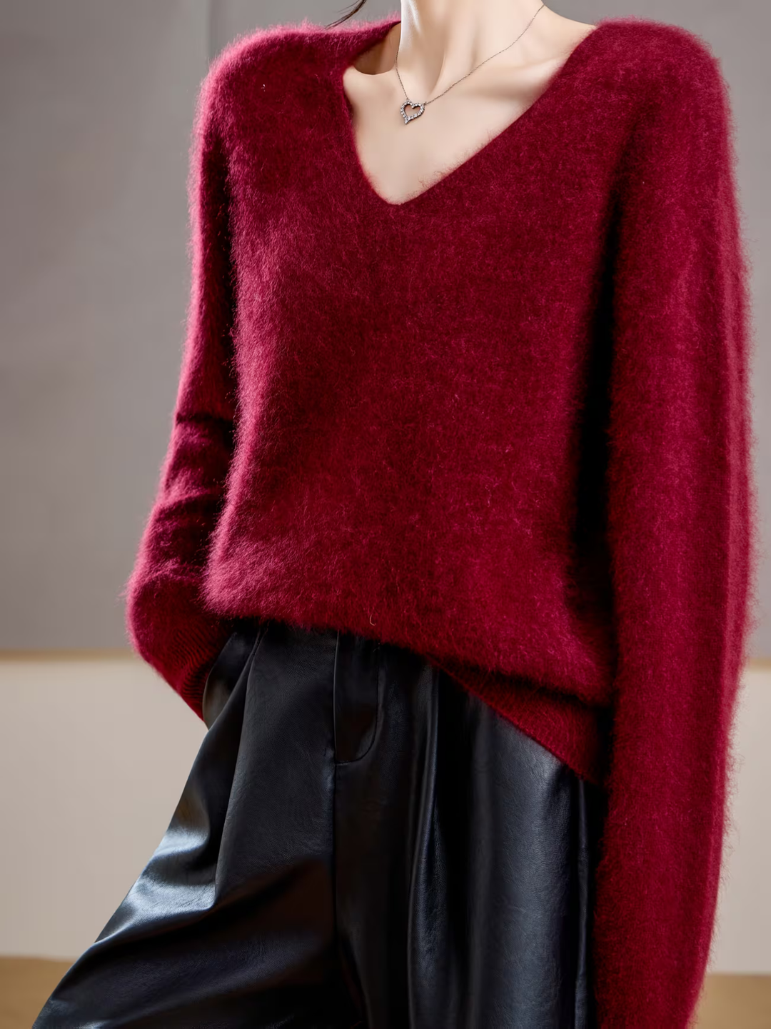 Élise | Pull cachemire brossé col V