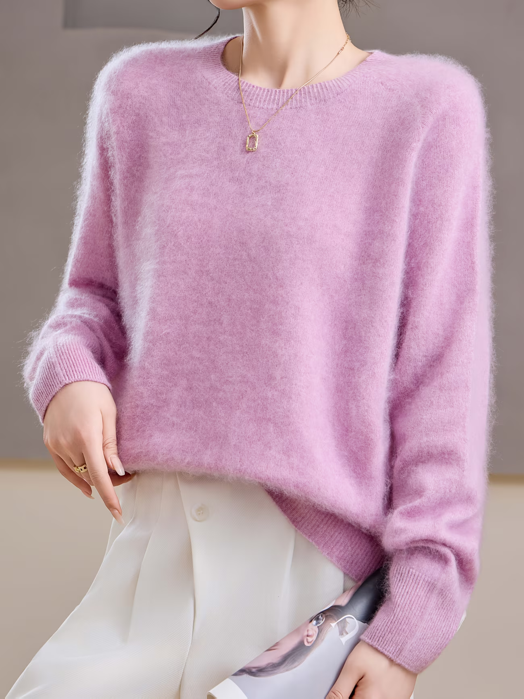Hélène | Pull cachemire col rond pastel