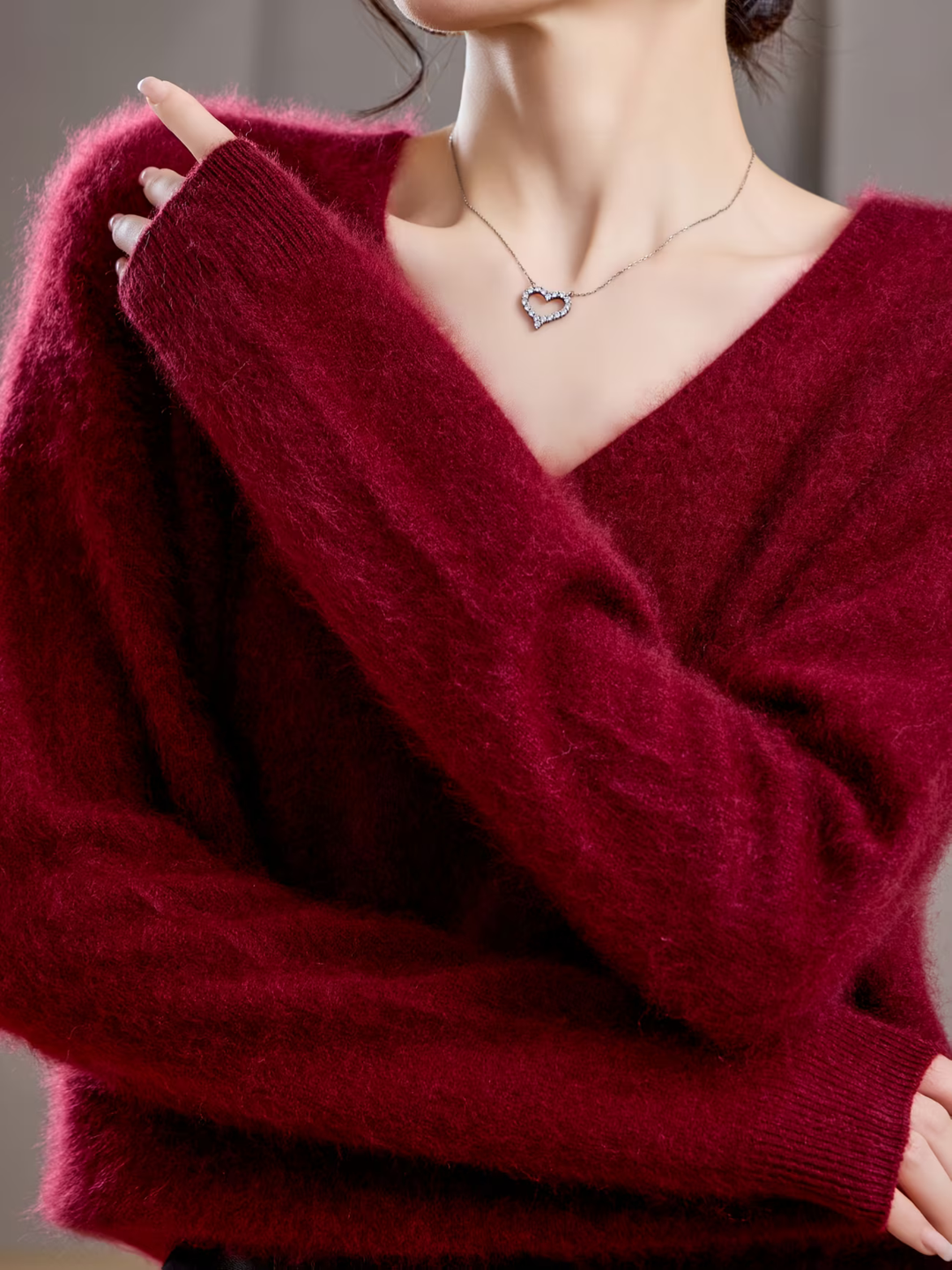 Élise | Pull cachemire brossé col V