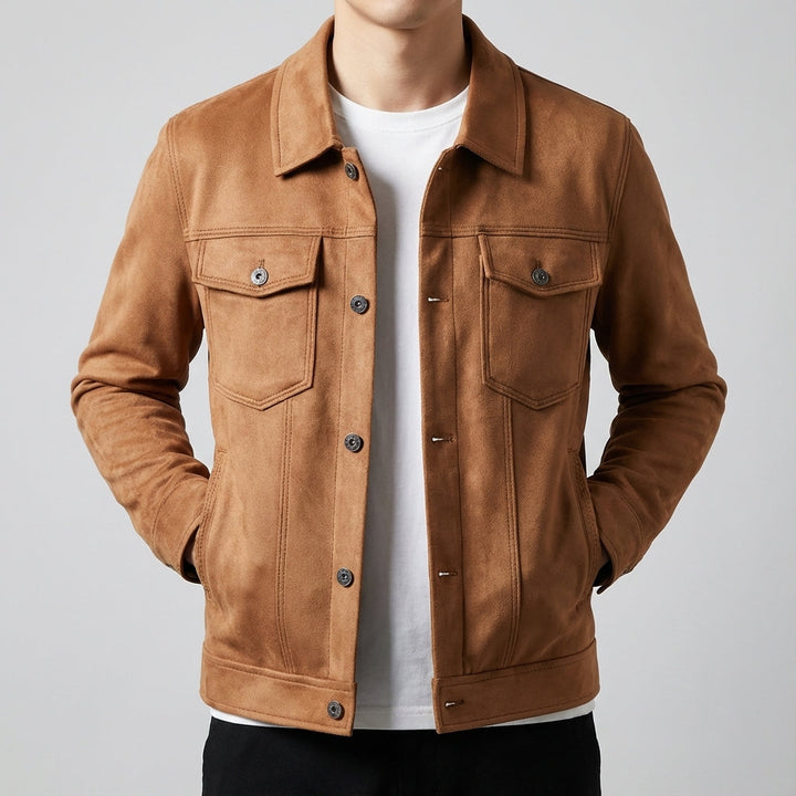 RAYMOND | Veste trucker en daim — double poche poitrine