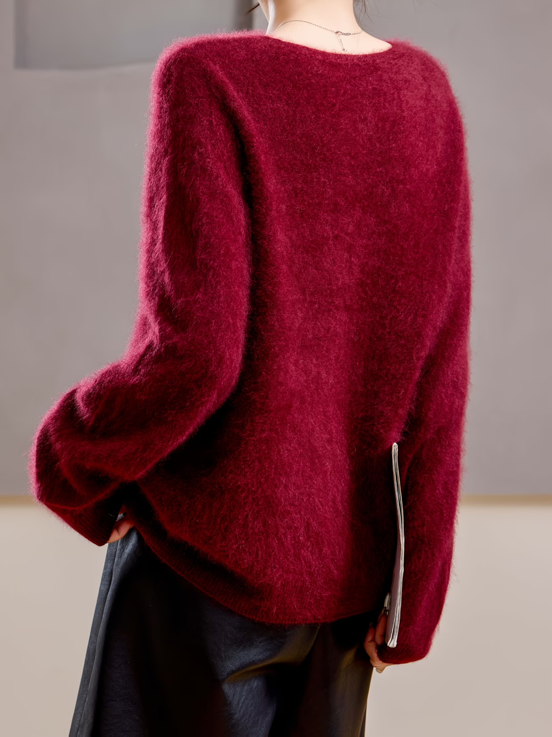 Élise | Pull cachemire brossé col V