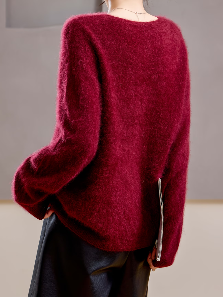 Élise | Pull cachemire brossé col V