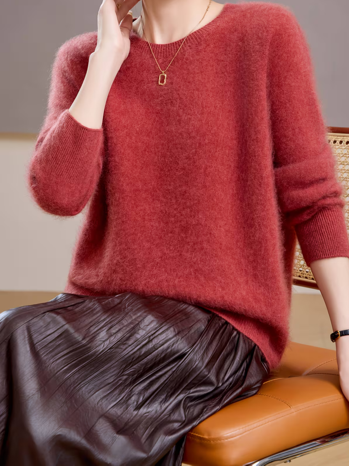 Hélène | Pull cachemire brossé col rond