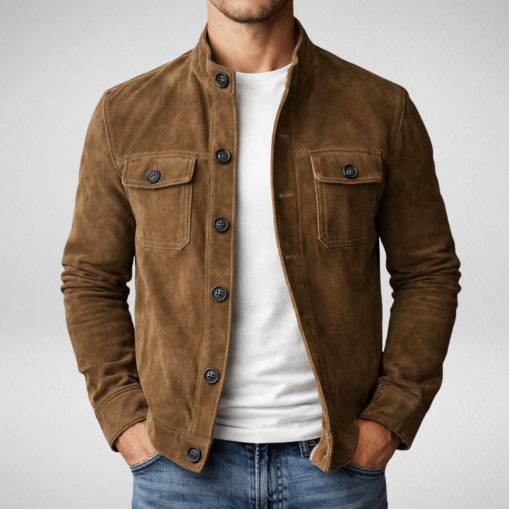 JULES™ | Veste en daim, col officier et poches poitrine