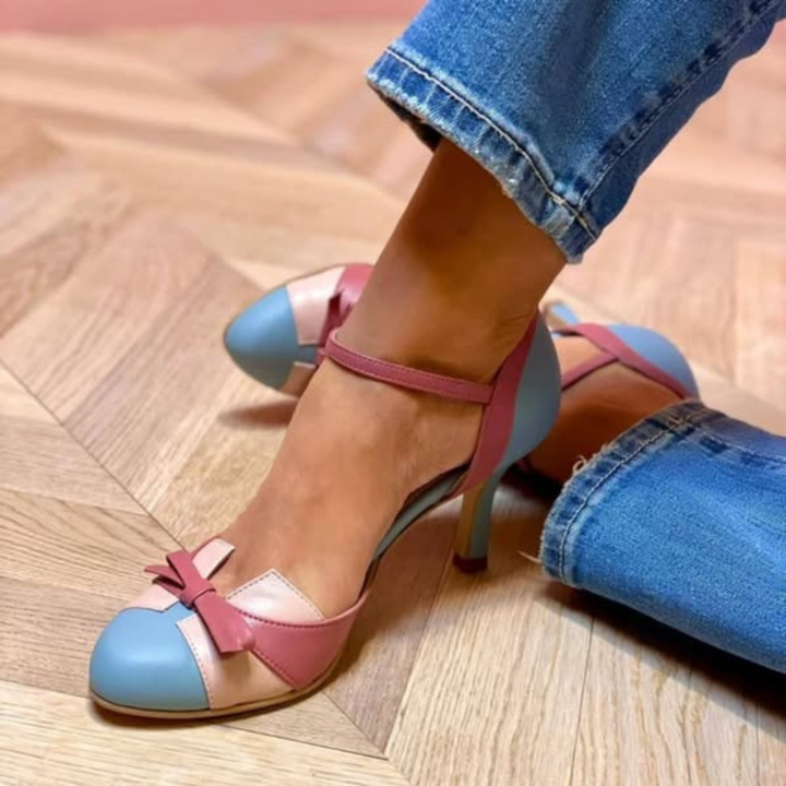 Élise | Talons en cuir à bride cheville et nœud