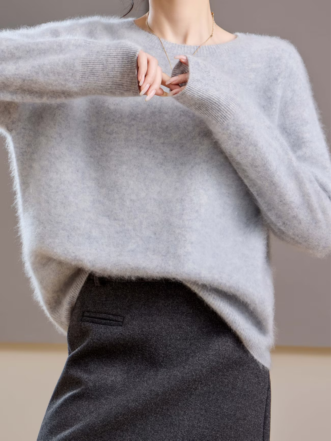 Hélène | Pull cachemire brossé col rond