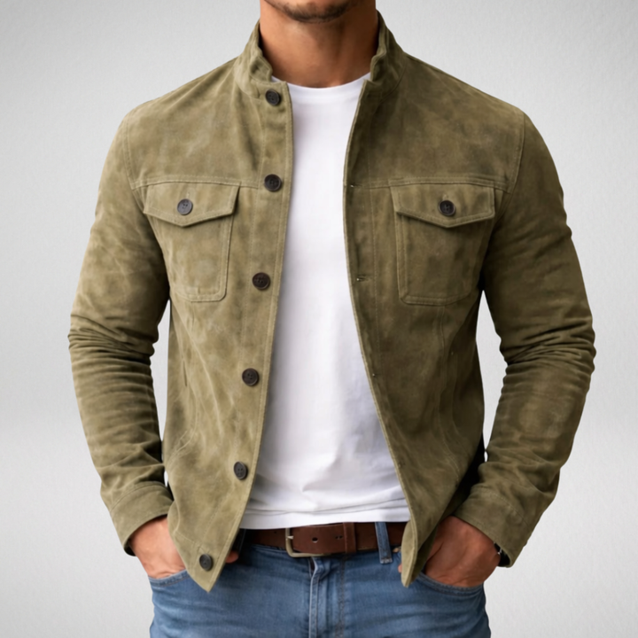 JULES™ | Veste en daim, col officier et poches poitrine