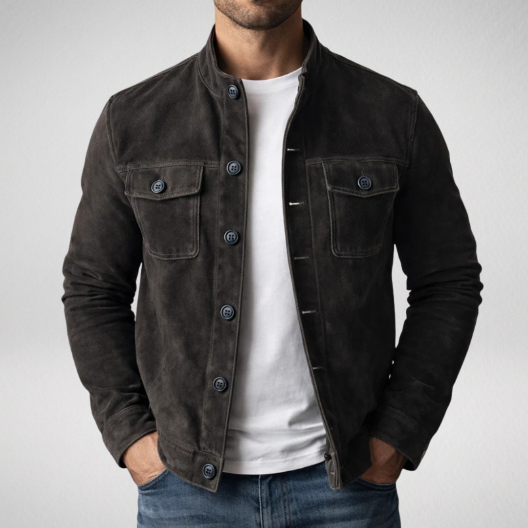 JULES™ | Veste en daim, col officier et poches poitrine