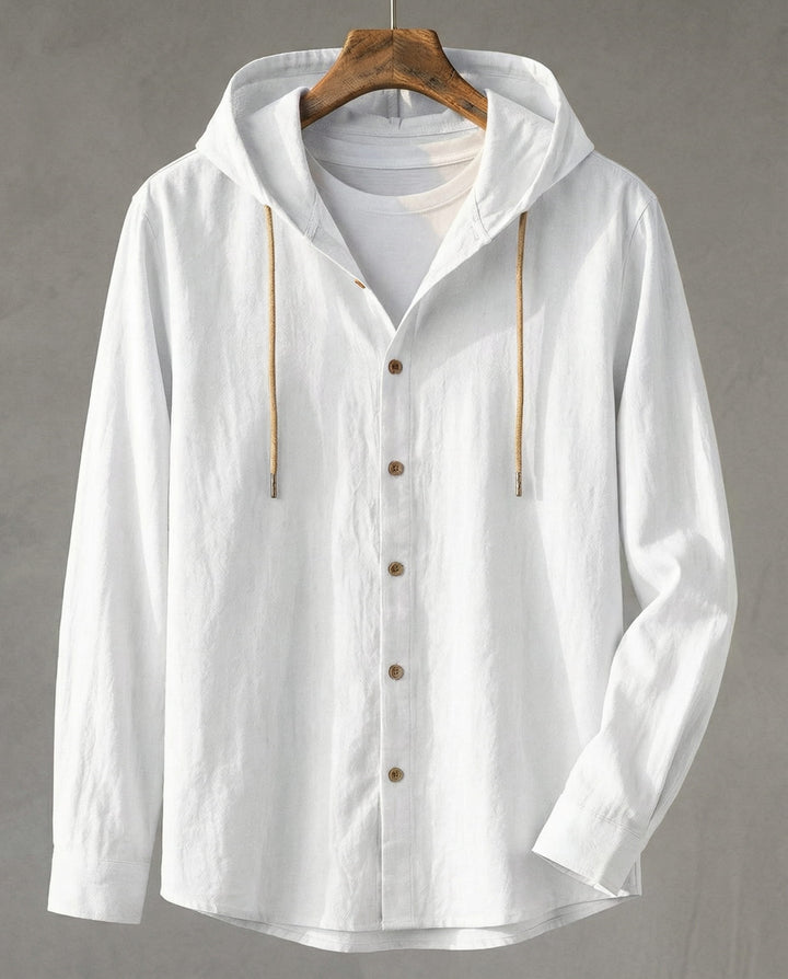 CHEMISE À CAPUCHE EN LIN POUR HOMME