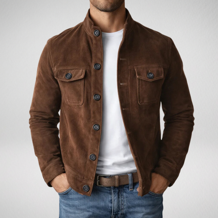 JULES™ | Veste en daim, col officier et poches poitrine