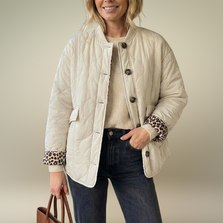 Camille Cannes | Veste matelassée chaude avec détail léopard