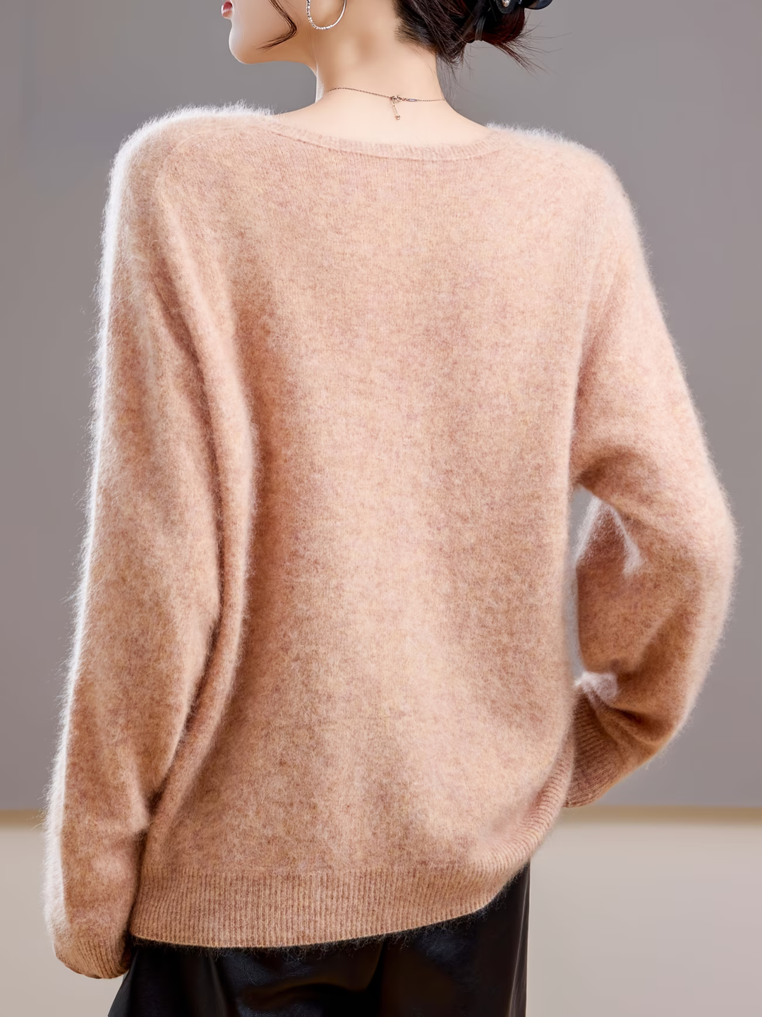 Élise | Pull cachemire brossé col V