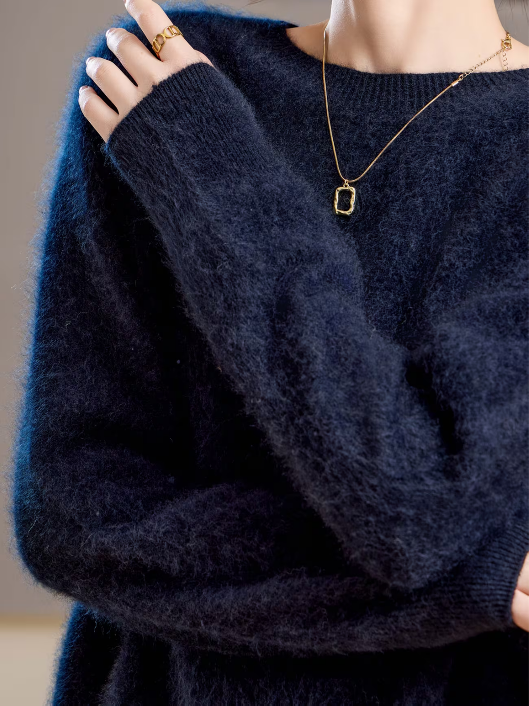 Hélène | Pull cachemire brossé col rond