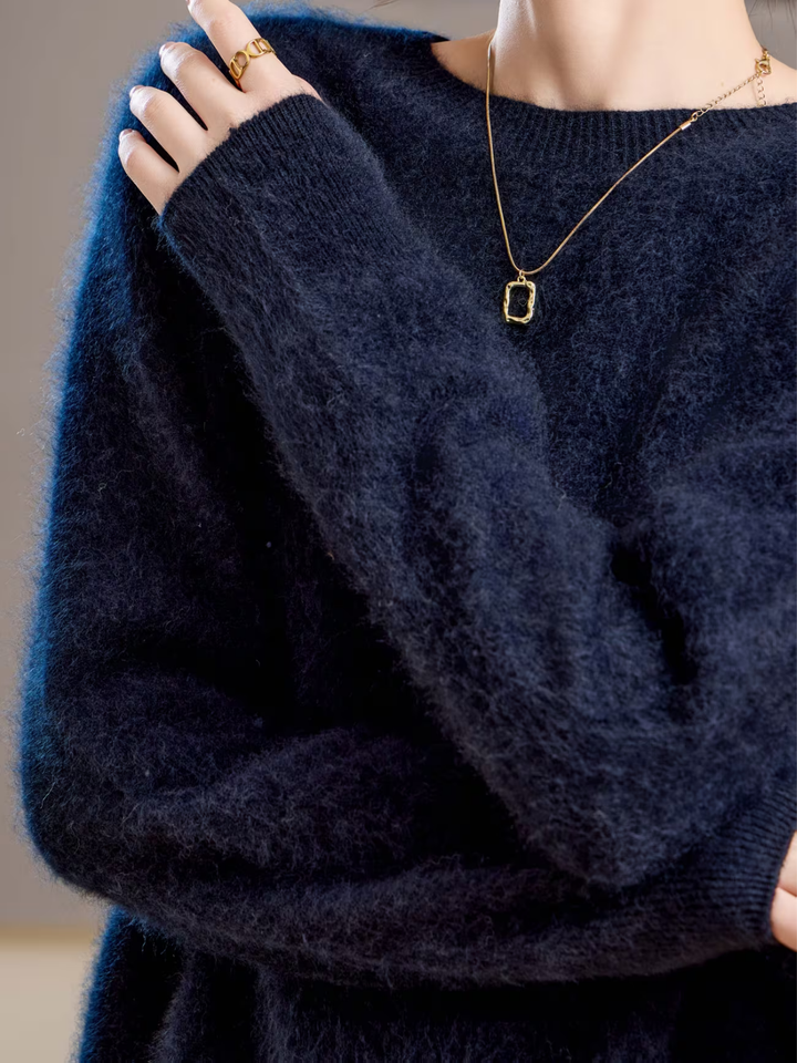 Hélène | Pull cachemire brossé col rond