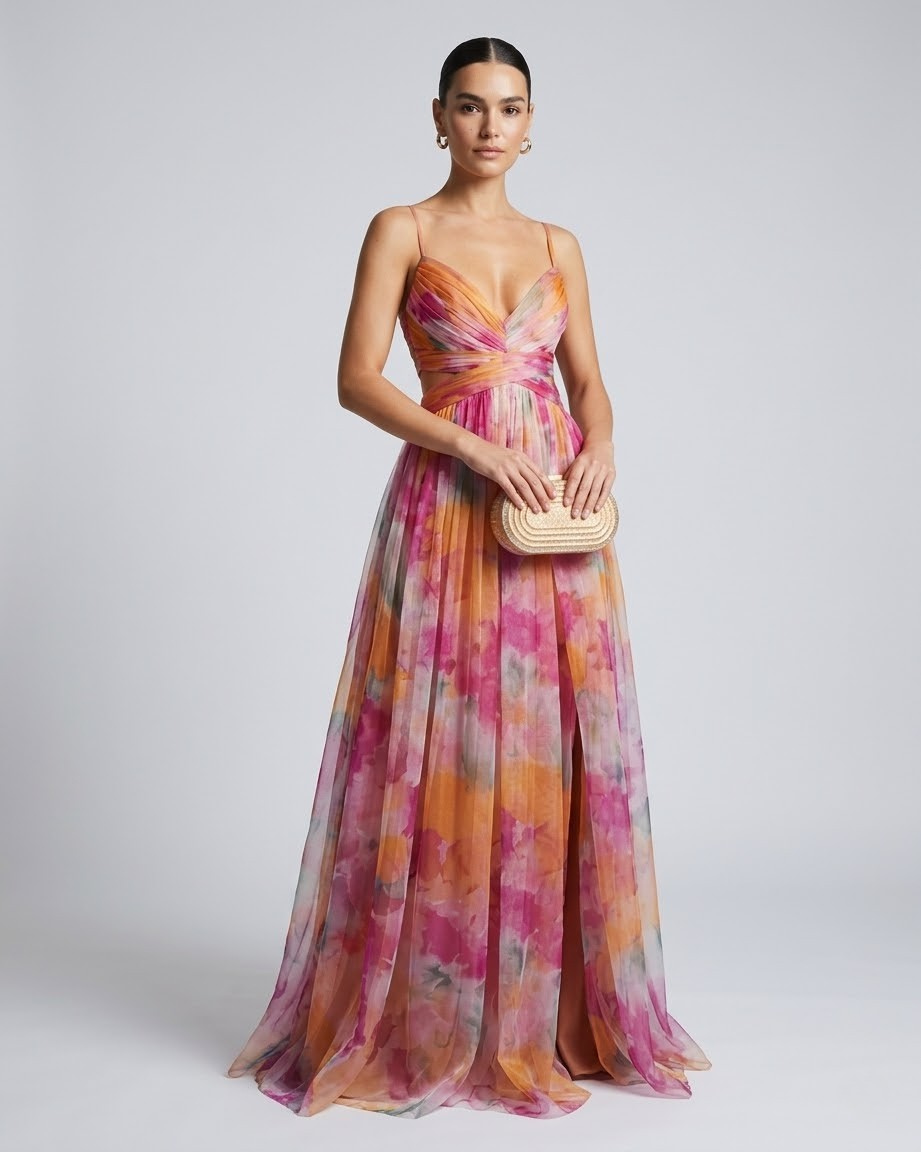 Giselle | Robe Longue Fleurie en Mousseline