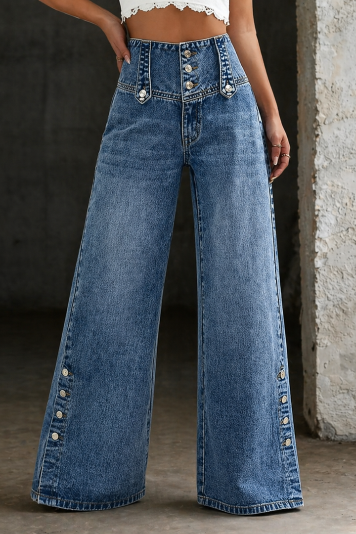 LOUISE | Jean Taille Haute à Fentes Latérales