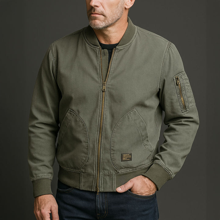 OLIVIER | Blouson aviateur en coton lavé — poches goutte