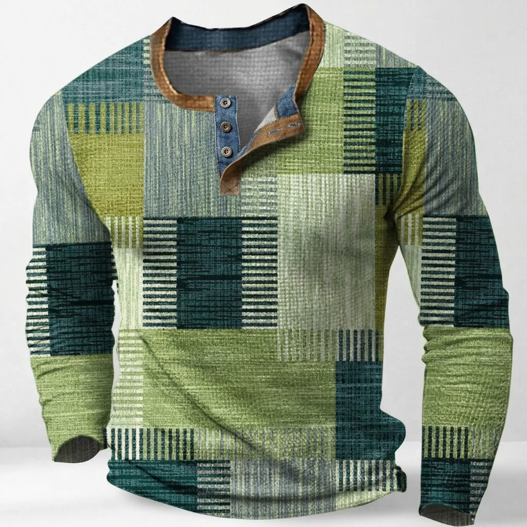Laurent | Chemise Henley à Motif Patchwork