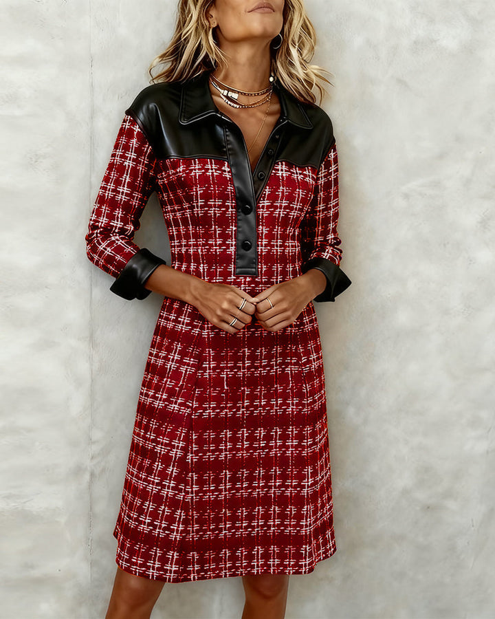Camille Cannes | Robe Patchwork à Motif Pied-de-Poule