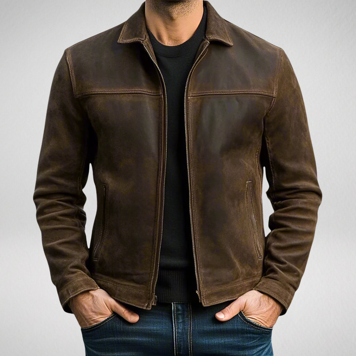 ANTOINE | Veste en cuir velours — col chemise