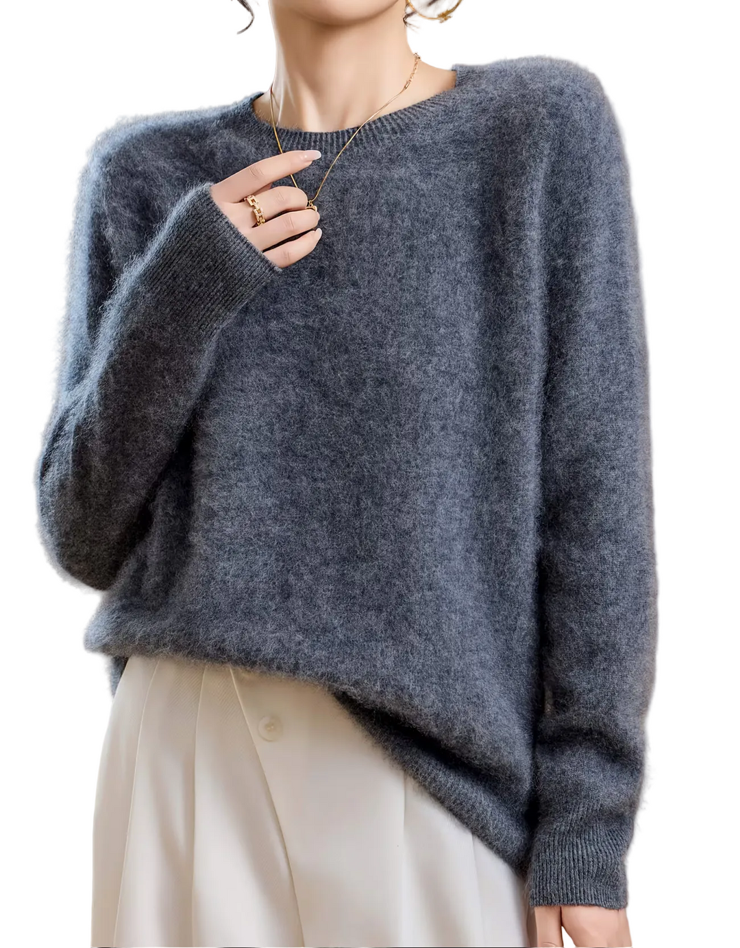 Hélène | Pull cachemire brossé col rond