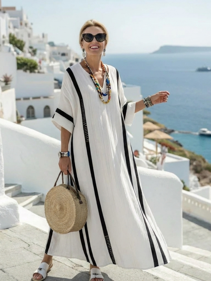 Elvienne | Robe maxi fluide à rayures colorées