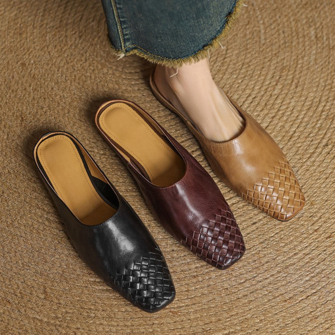 Camille | Mules en cuir tressé confort