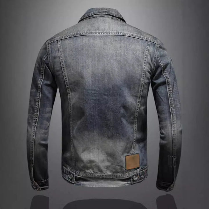 THIERRY | Veste en denim lavé — double fermeture zip et boutons