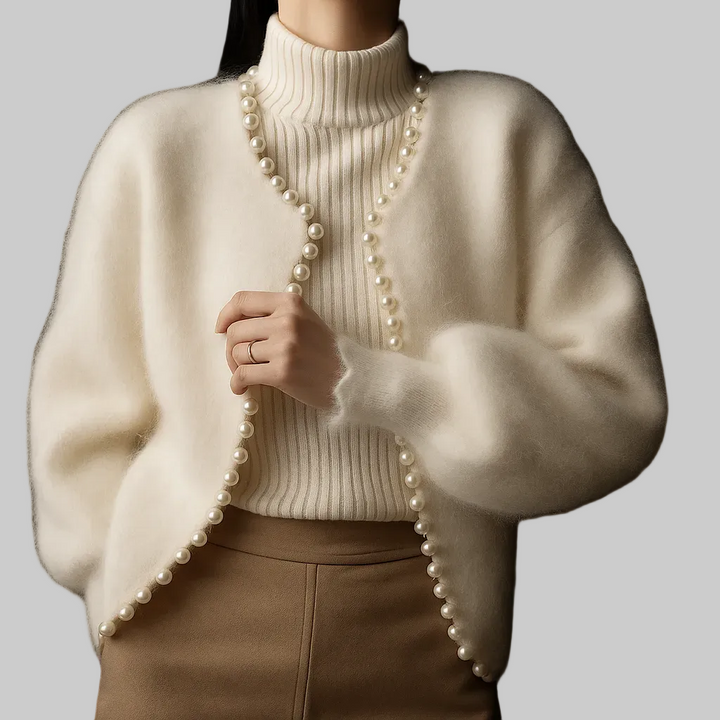 Sabine | Cardigan en cachemire bordé de perles