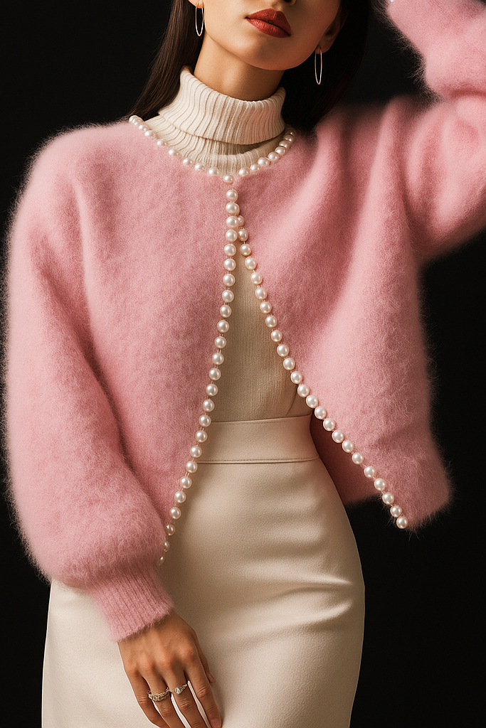 Sabine | Cardigan en cachemire bordé de perles