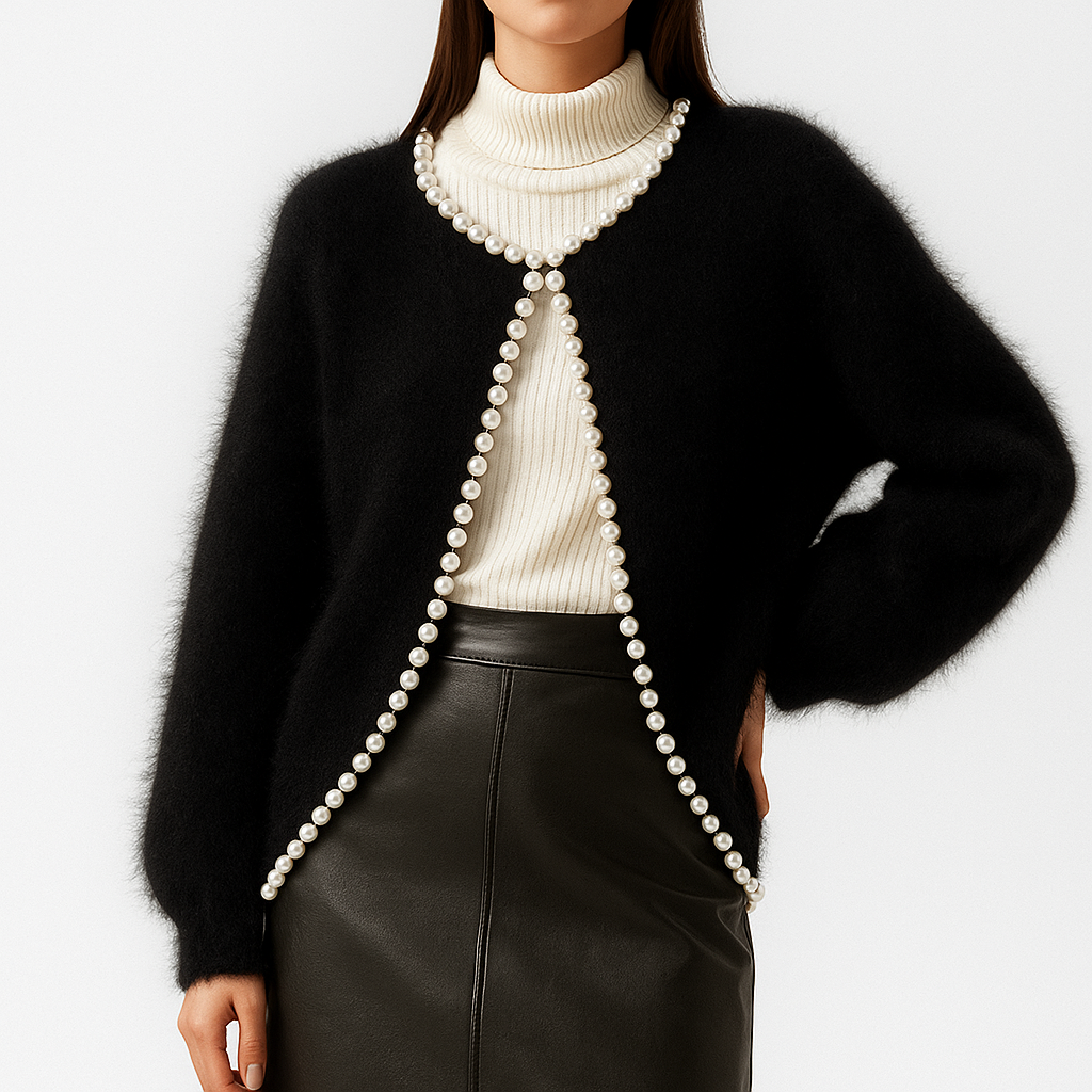 Sabine | Cardigan en cachemire bordé de perles