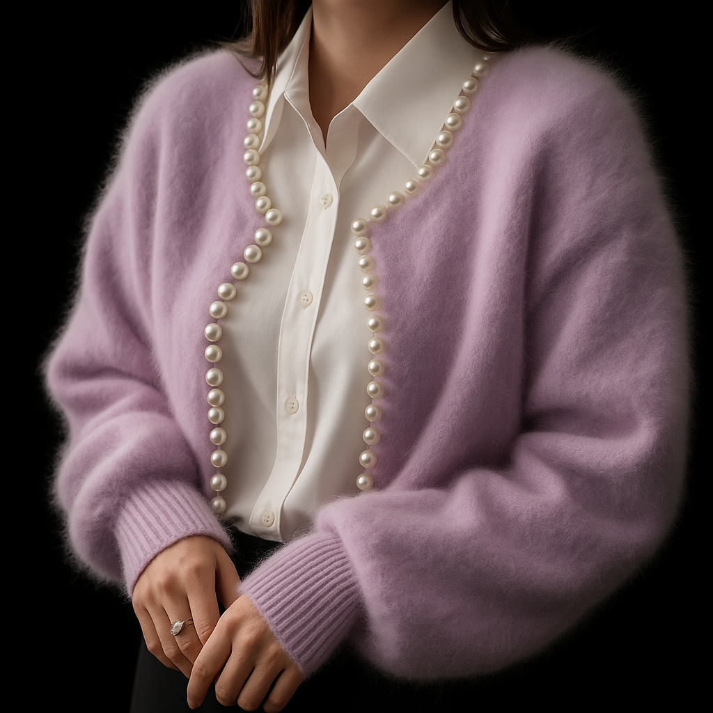 Sabine | Cardigan en cachemire bordé de perles
