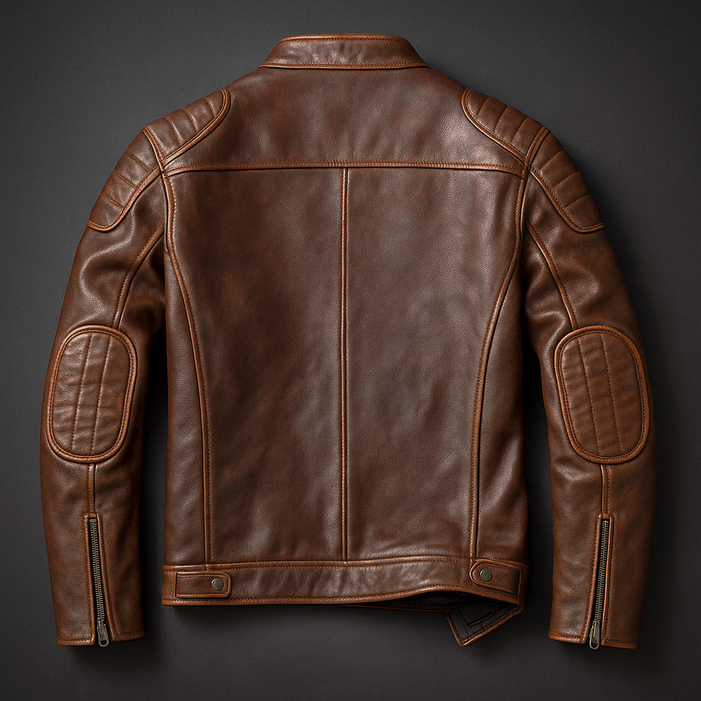 EDMOND | Blouson café racer en cuir patiné — épaules matelassées