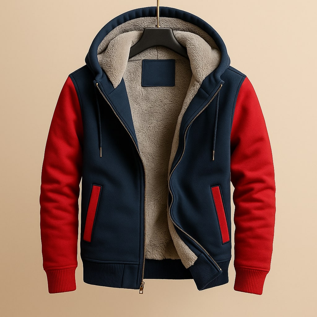 VESTE DOUBLÉE À CAPUCHE POUR LES HOMMES