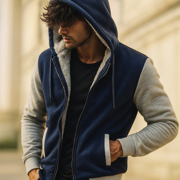VESTE DOUBLÉE À CAPUCHE POUR LES HOMMES