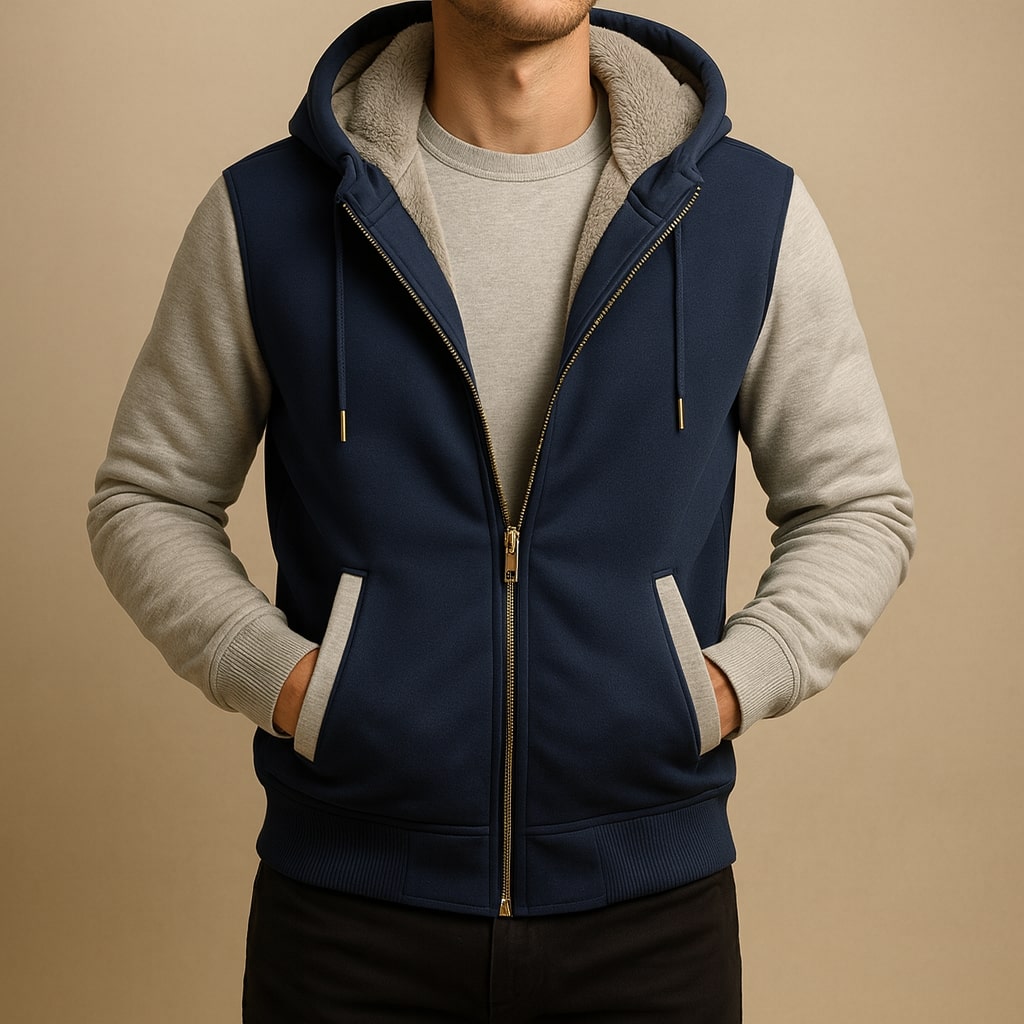 VESTE DOUBLÉE À CAPUCHE POUR LES HOMMES