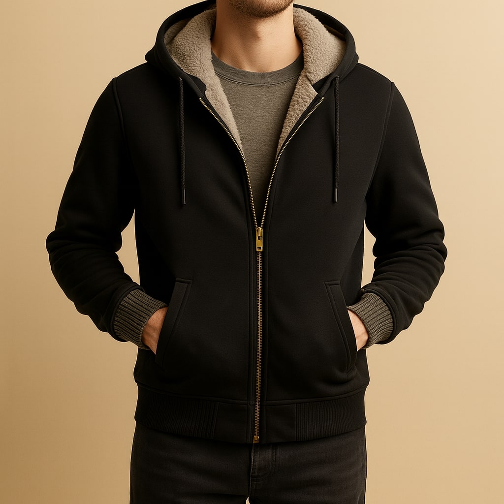 VESTE DOUBLÉE À CAPUCHE POUR LES HOMMES