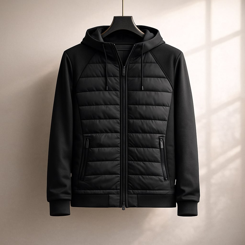 SWEAT À CAPUCHE ZIPPÉ MATELASSÉ POUR HOMME