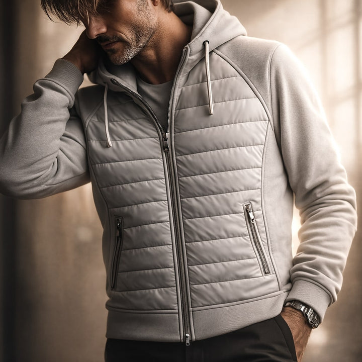 SWEAT À CAPUCHE ZIPPÉ MATELASSÉ POUR HOMME