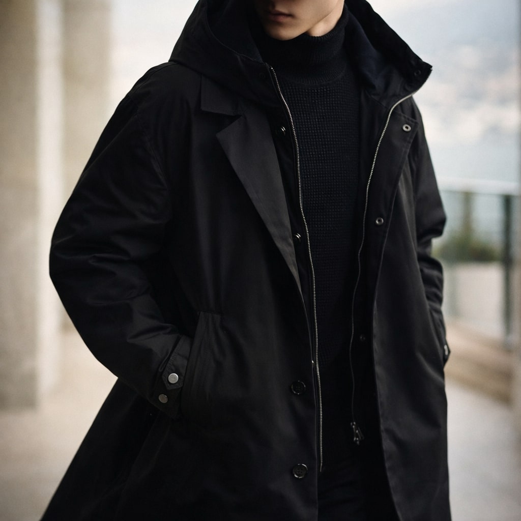 MANTEAU LONGUE SUPERPOSÉ POUR HOMMES