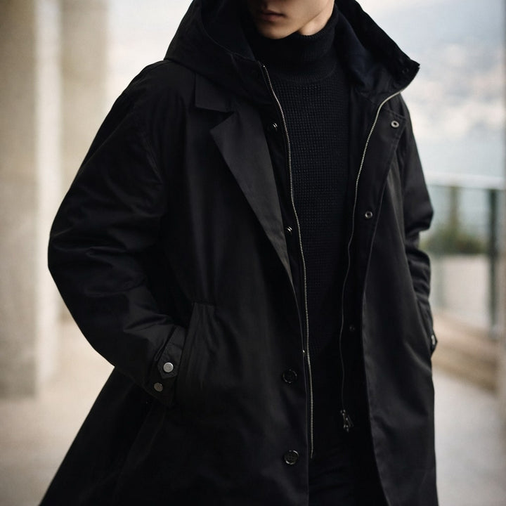 MANTEAU LONGUE SUPERPOSÉ POUR HOMMES