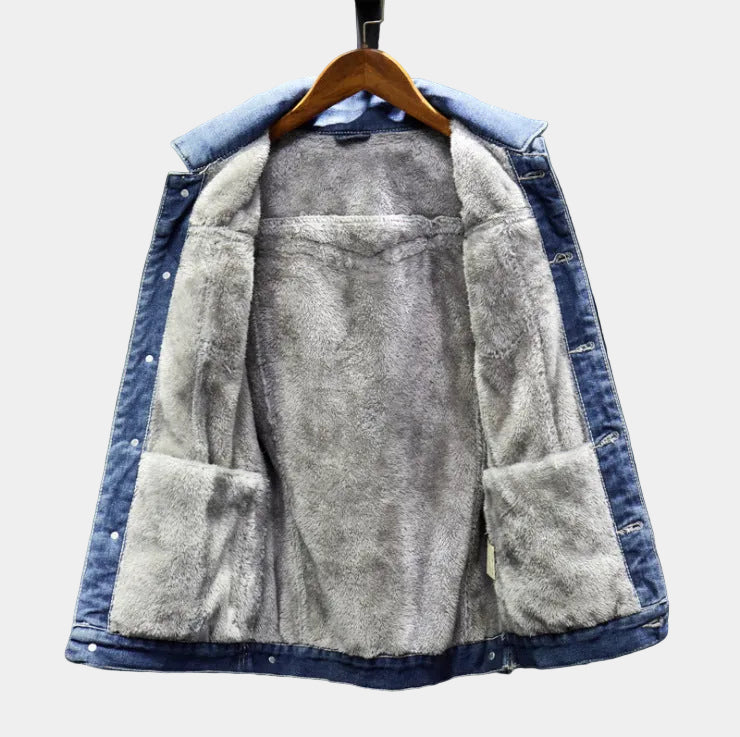 Giacca Denim con Interno in Pile Termico