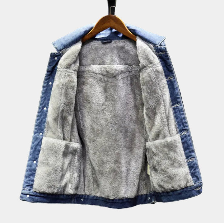 Giacca Denim con Interno in Pile Termico