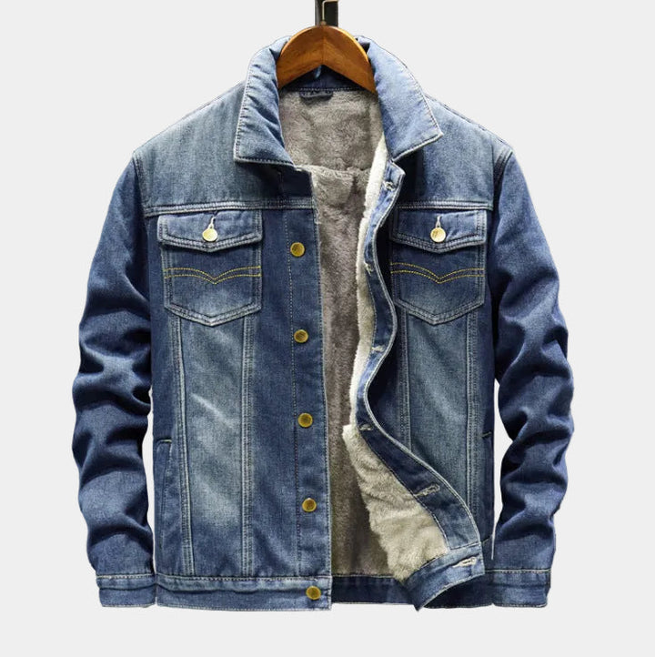 Giacca Denim con Interno in Pile Termico